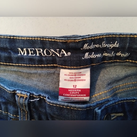 Merona Women's Dark Modern Straight Leg Jeans Size 12 - Picture 3 of 3